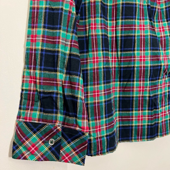 💥2/$15 NWOT Appleseed’s blue green red plaid Henley long sleeve top size medium - Picture 6 of 9